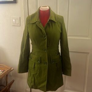 Anthropologie- Tulle, olive green wool pea coat. Medium